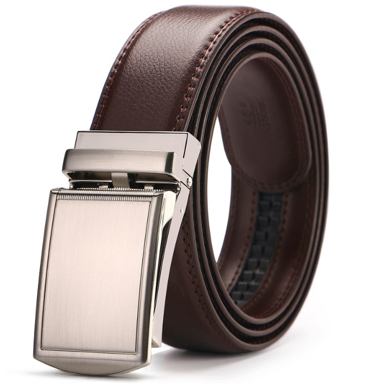 Adjustable Holeless Belt | Casual Men's Leather Belt With Alloy Buckle
