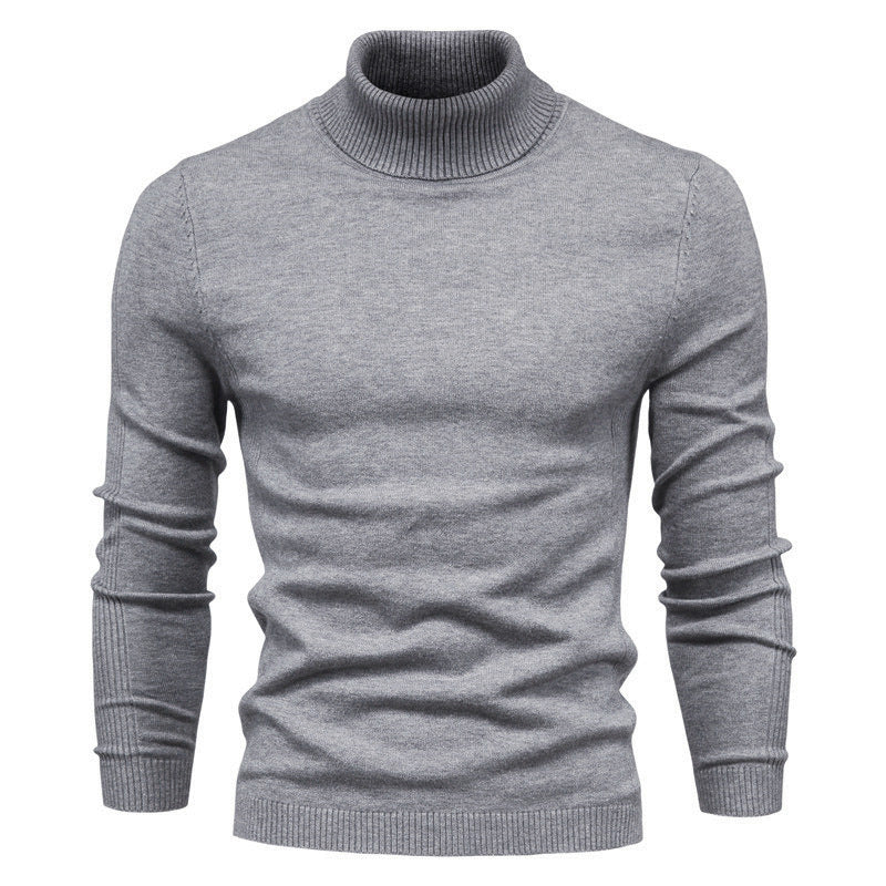 Slim Pullover Sweater For Men | Solid Color Turtleneck | Winter Casual Tops