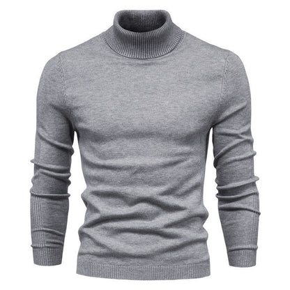 Slim Pullover Sweater For Men | Solid Color Turtleneck | Winter Casual Tops