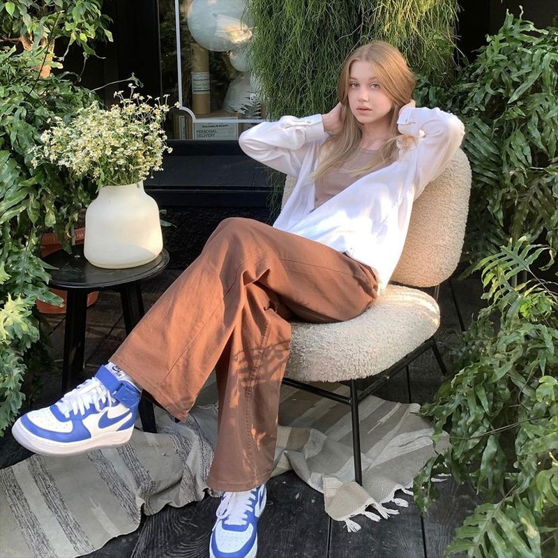 Brown Jeans | Retro Denim Pants | High Waist Straight Leg Trousers