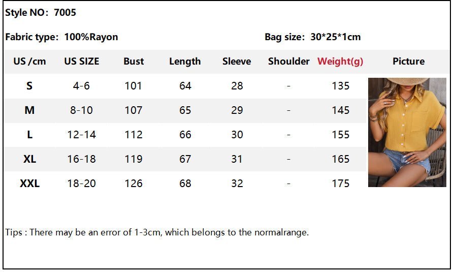 Casual Chambray Shirt - Summer Loose Short Sleeve Top With Pocket