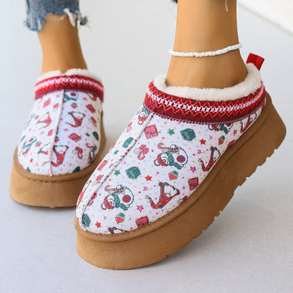 Women's Winter Ankle Boots | Plush Lined Slippers | Cartoon Print Comfort