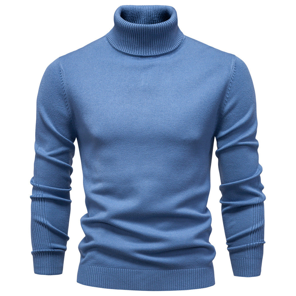 Slim Pullover Sweater For Men | Solid Color Turtleneck | Winter Casual Tops
