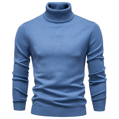 Slim Pullover Sweater For Men | Solid Color Turtleneck | Winter Casual Tops