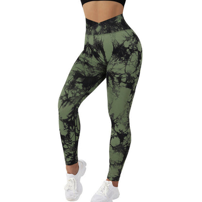 Tie Dye Leggings - Seamless Yoga Pants With Push Up Fit For Women