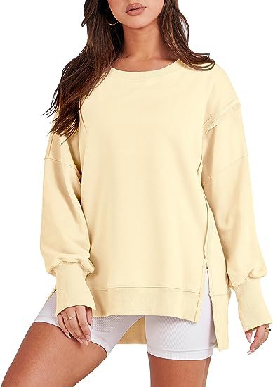 Oversized Sweatshirt Women | Solid Color Crew Neck Pullover Hoodie | Warm Cozy Fall Top