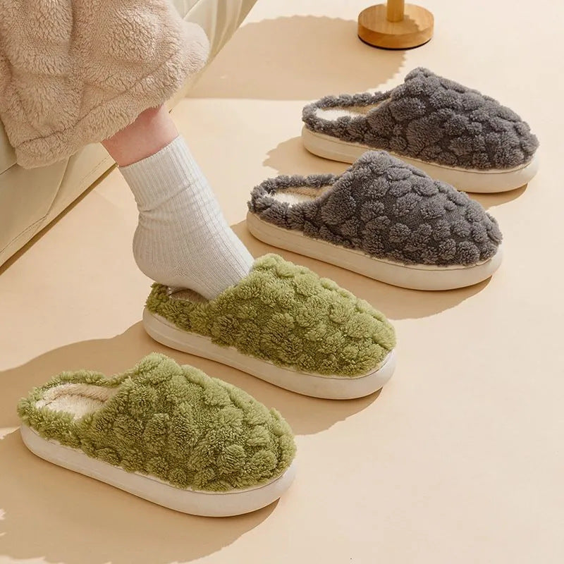 Fuzzy Slippers | Plush Cotton Slippers With Memory Foam And Anti Skid Soles