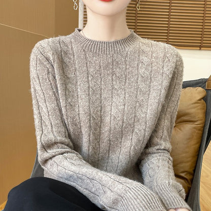 Twist Sweater Knit Vintage Round Neck Base Shirt
