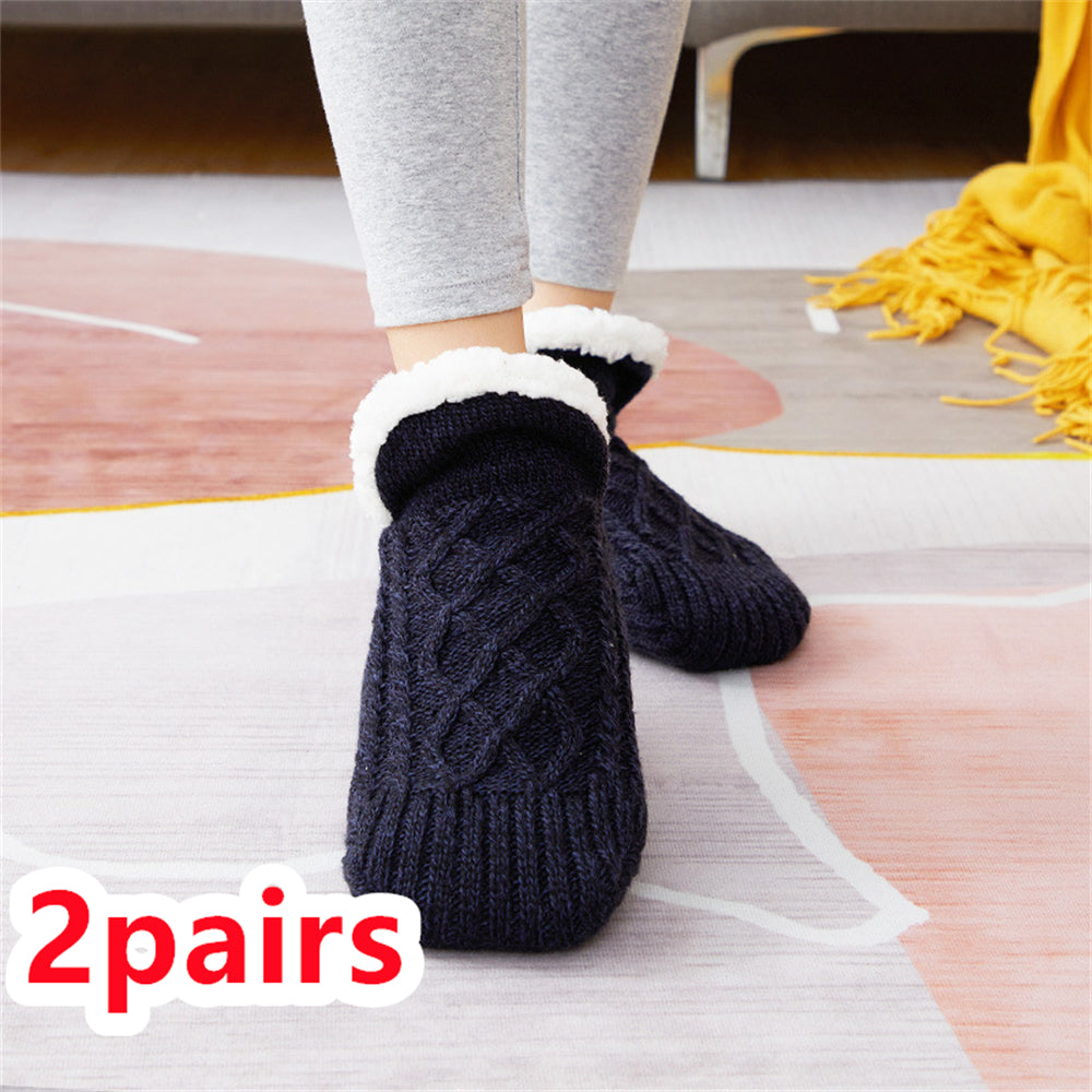 Winter Woolen Socks - Thick Indoor Slipper Socks With Non Slip Grip
