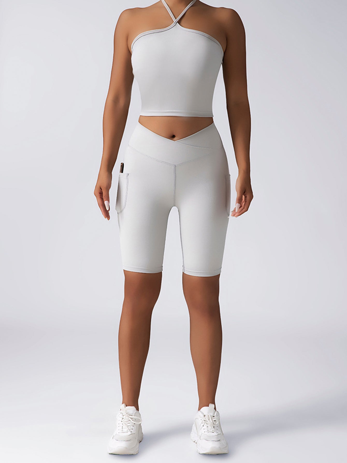 Womens Lounge Sets - Ribbed Two Piece Sets With High Waist Shorts & Pockets