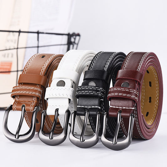 Thin Belts Men Women | Hollow Out Square Buckle | Korean Denim All-Match Style