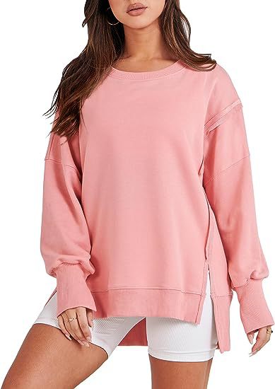 Oversized Sweatshirt Women | Solid Color Crew Neck Pullover Hoodie | Warm Cozy Fall Top