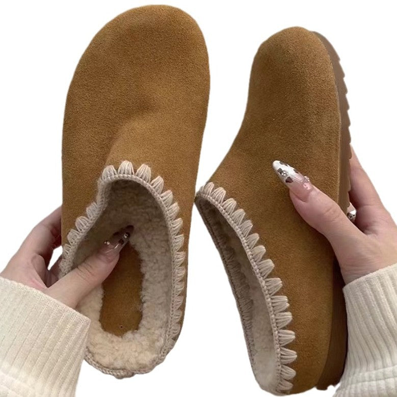 Fleece Lined Slippers | Women's Closed Toe Platform Shoes With Non Slip Sole