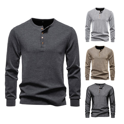 Men's Slim Fit T-Shirt - Casual Long Sleeve Striped Sports Tee for Large Size