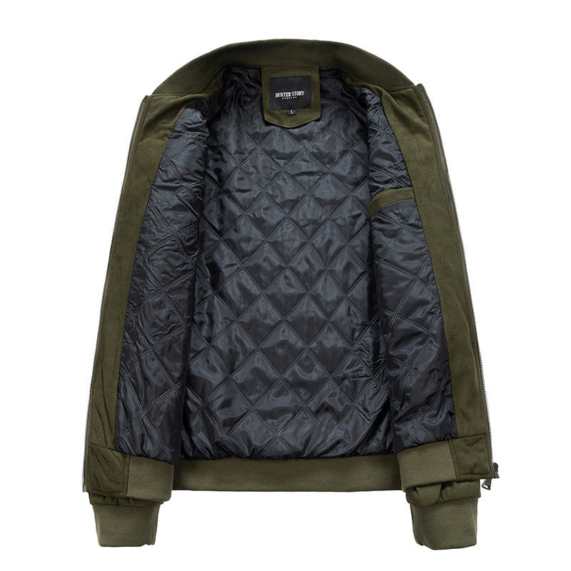 Men's Suede Jacket | Stand Collar Double Zipper Pocket | Korean Style Autumn Coat