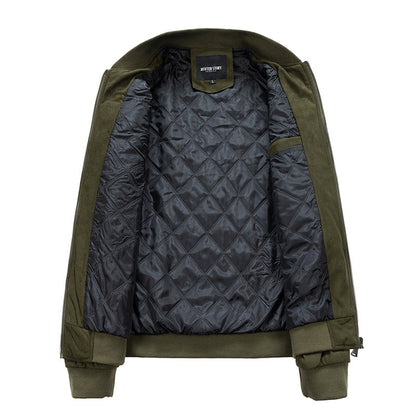 Men's Suede Jacket | Stand Collar Double Zipper Pocket | Korean Style Autumn Coat