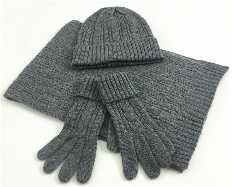 Warm Hat Scarf Set – Unisex Winter Accessory Set With Soft Cotton Gloves