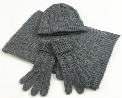 Warm Hat Scarf Set – Unisex Winter Accessory Set With Soft Cotton Gloves