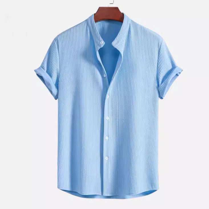 Loose Short Sleeve Shirt - Summer Mens Casual Loose Top Polyester Fiber