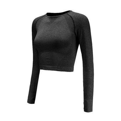 Seamless Yoga Shirts | Long Sleeve Crop Top With Thumb Hole Gym Fit