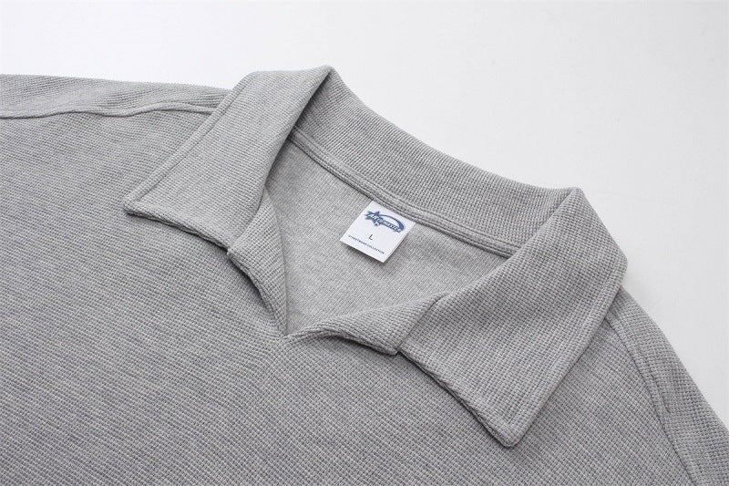 Casual Short Sleeve Men's Simple Lapel Shirt - Loose Fit Cotton Pullover