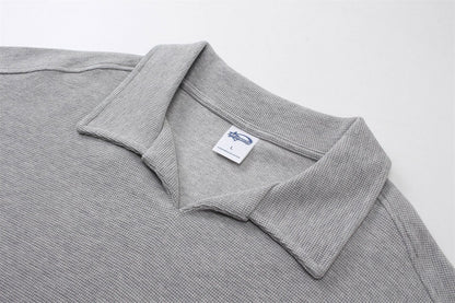 Casual Short Sleeve Men's Simple Lapel Shirt - Loose Fit Cotton Pullover