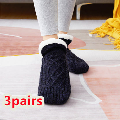 Winter Woolen Socks - Thick Indoor Slipper Socks With Non Slip Grip