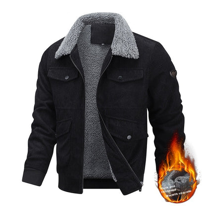 Winter Fleece Jacket Men’s Cotton Coat | Warm Thick Pocketed Outerwear