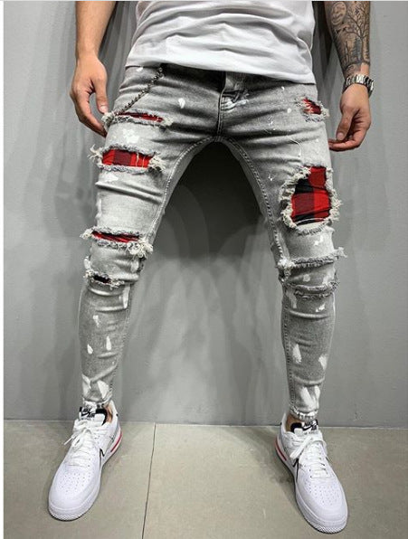 Men's Paint Jeans | Slim Fit Cotton Denim Pants With Artistic Paint Splatter