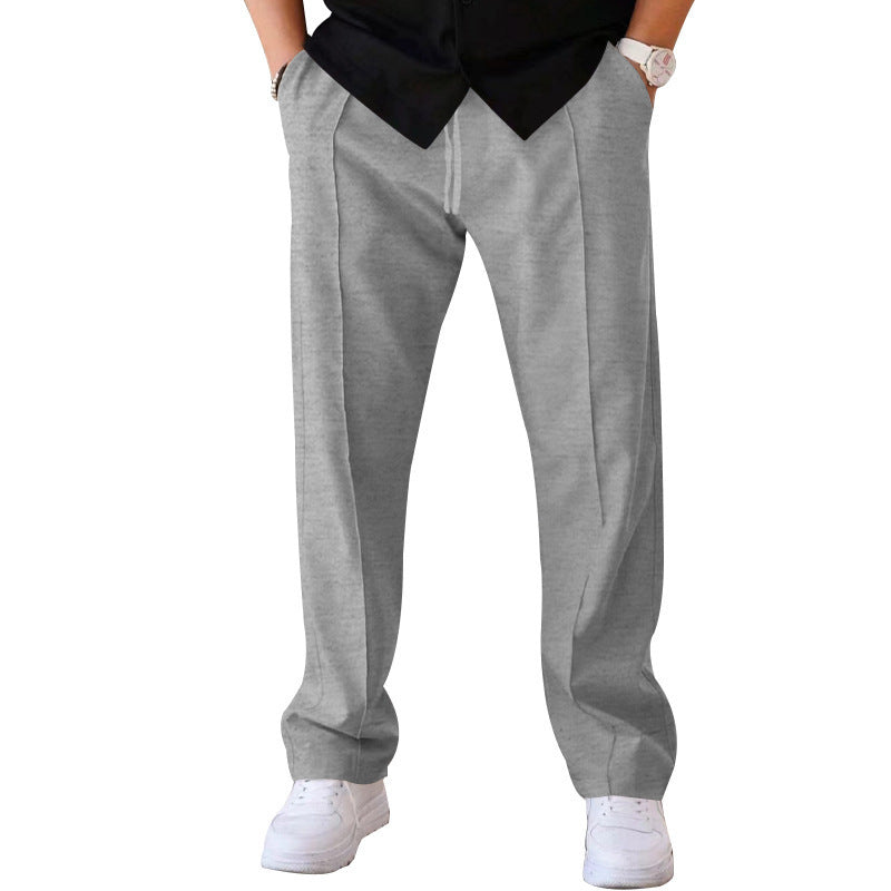 Men's Casual Trousers - Sports Loose Fit Drawstring Waist Pants With Bright Line Design