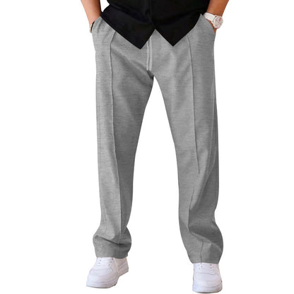 Men's Casual Trousers - Sports Loose Fit Drawstring Waist Pants With Bright Line Design