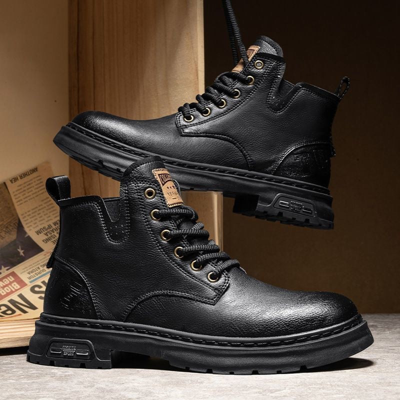 Work Ankle Boots | Retro British Style Martin Boots For Men | Durable PU Footwear