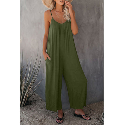 Women's Sleeveless Jumpsuit | Loose Waist Pants | Summer Romper With Pockets