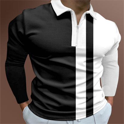 Men's Polo Shirt Striped Printed Lapel Shirt | Cotton Blend Short Sleeve Tee