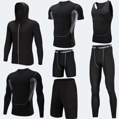 Compression Running Tights Men – 7pcs Workout Clothes Set With Muscle Support