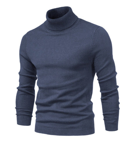 Slim Pullover Sweater For Men | Solid Color Turtleneck | Winter Casual Tops