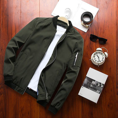 Men's Casual Jacket - Lightweight Baseball Zipper Closure Outerwear Coat