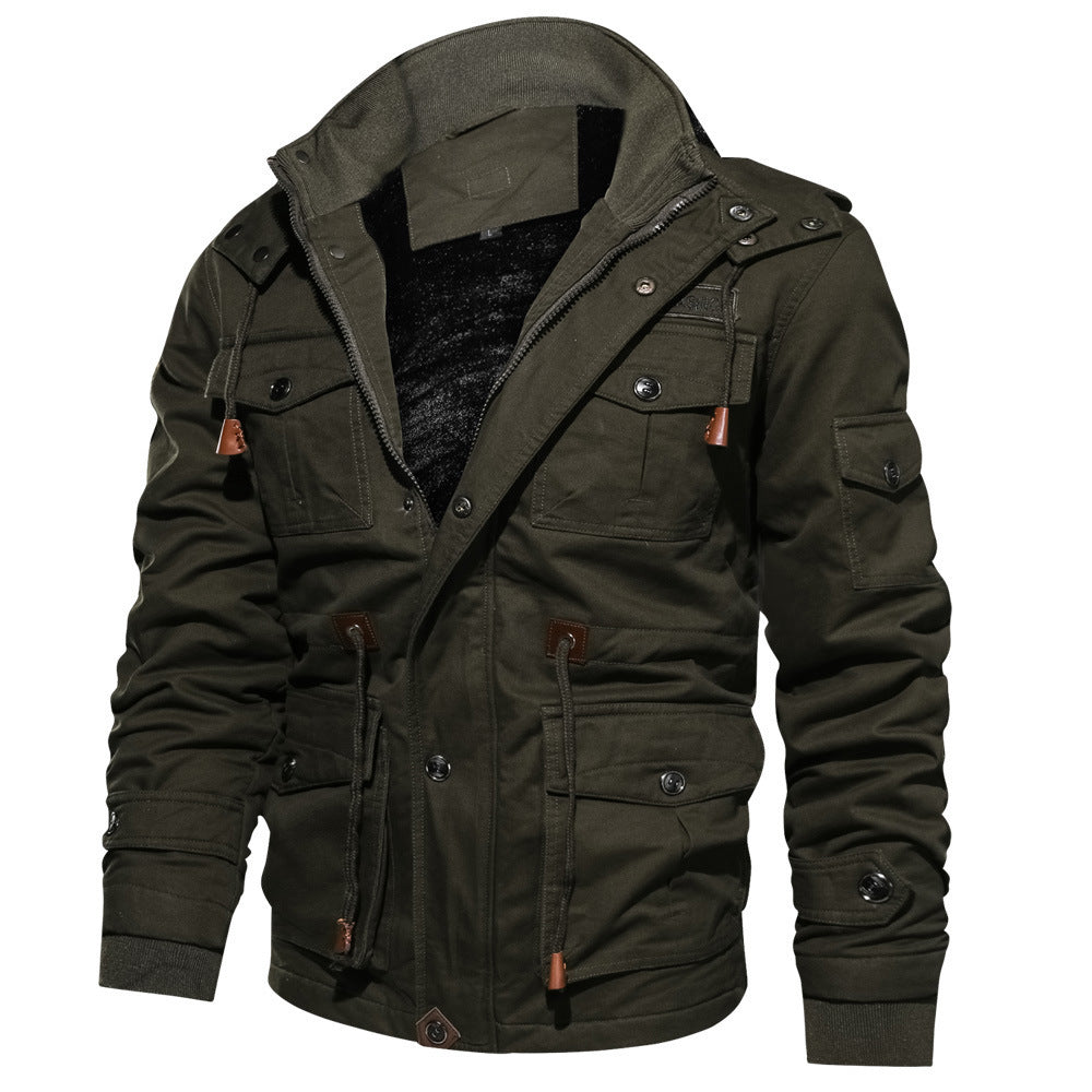 Men's Winter Jacket - Thermal Fleece Coat | Thick Hooded Military Style Outerwear