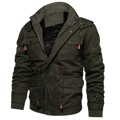 Men's Winter Jacket - Thermal Fleece Coat | Thick Hooded Military Style Outerwear