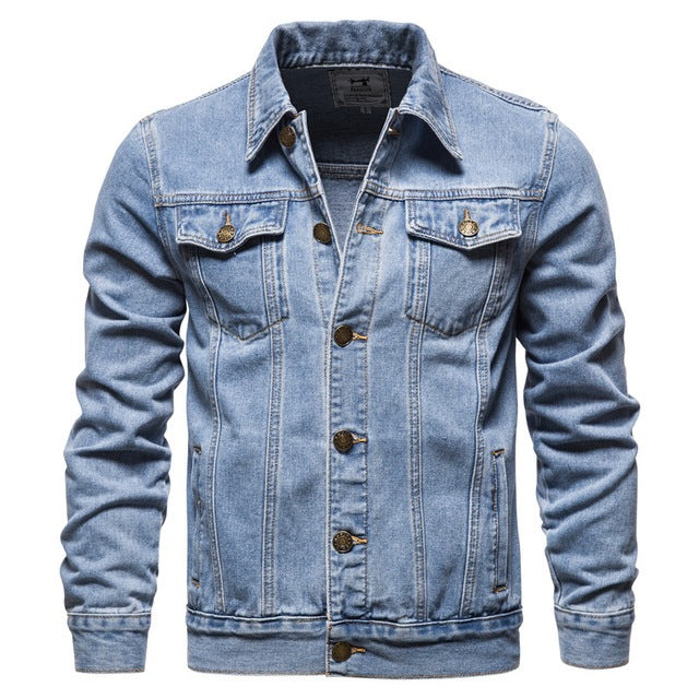 Men's Casual Jacket | Blue Denim Outerwear | Slim Fit Lightweight Hooded Coat