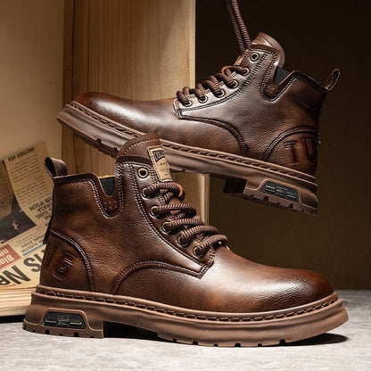 Work Ankle Boots | Retro British Style Martin Boots For Men | Durable PU Footwear