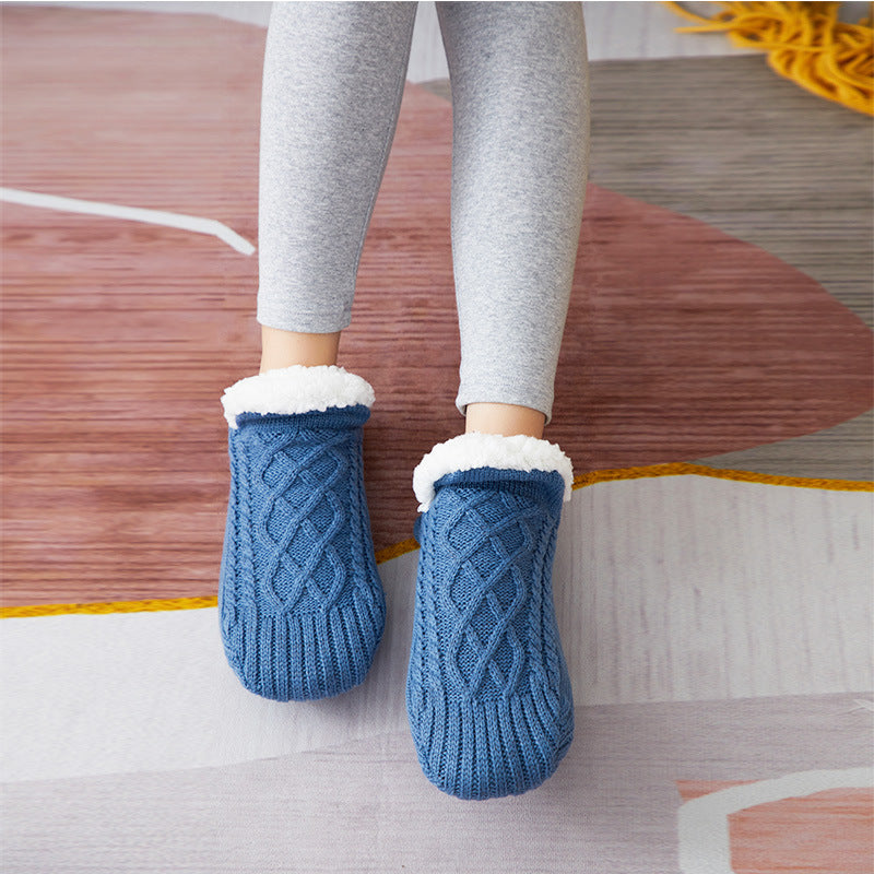 Winter Woolen Socks - Thick Indoor Slipper Socks With Non Slip Grip