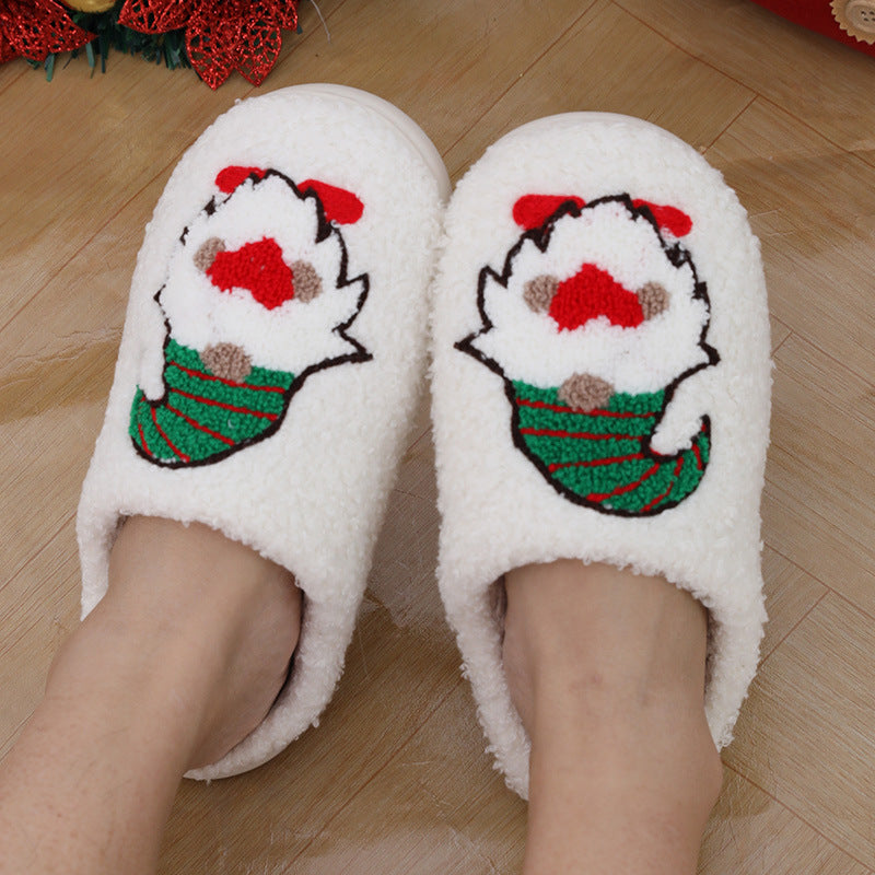 Cartoon Santa Slippers – Warm Plush Christmas Indoor Floor Shoes