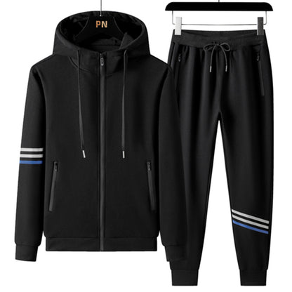 Cotton Hooded Tracksuit – Men's Casual Two-Piece Set With Breathable Sportswear