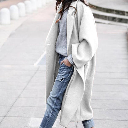 Long Woolen Jacket – Stylish Casual Lapel Coat With Warm Winter Clothing