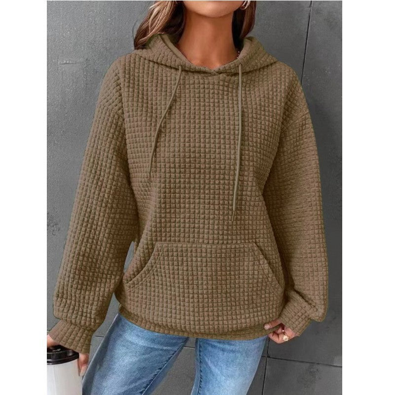 Women's Waffle Hoodie - Cozy Casual Sweatshirts | Lightweight Polyester Fiber Top