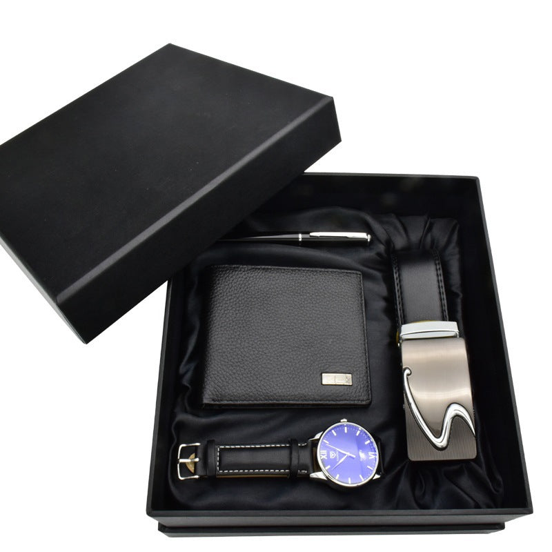Business Gift Set – Men's Belt Wallet & Wristwatch Combo With Pen