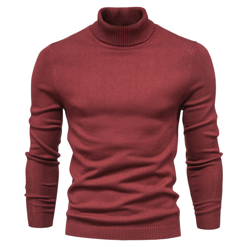 Slim Pullover Sweater For Men | Solid Color Turtleneck | Winter Casual Tops