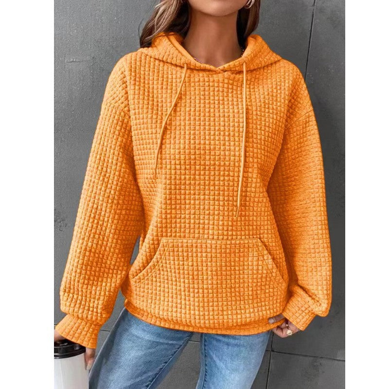 Women's Waffle Hoodie - Cozy Casual Sweatshirts | Lightweight Polyester Fiber Top