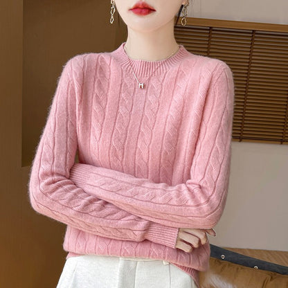 Twist Sweater Knit Vintage Round Neck Base Shirt